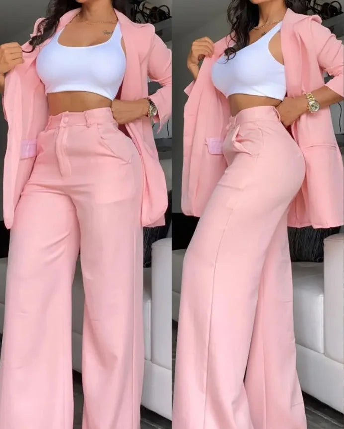 S-3XL Latest Women's Business Suits Set for Women Blazer and Pants Set Suit Pocket Ladies Suits Office Wear Jacket and Pants