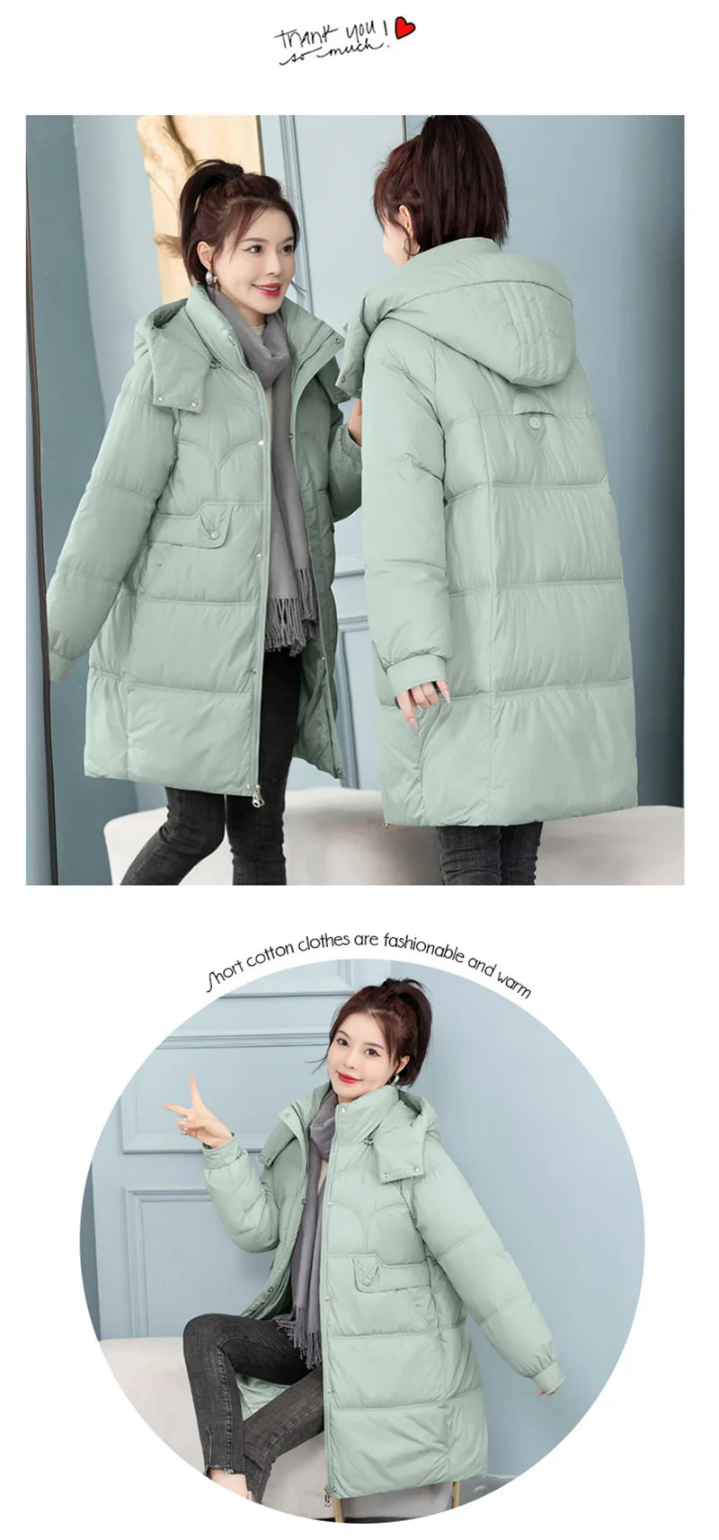 Mid-Long Down Cotton Jacket Women Korean Loose Puffer Coat 2023 New Thicken Warm Padded Parkas Hooded Manteau Femme Hiver 3XL