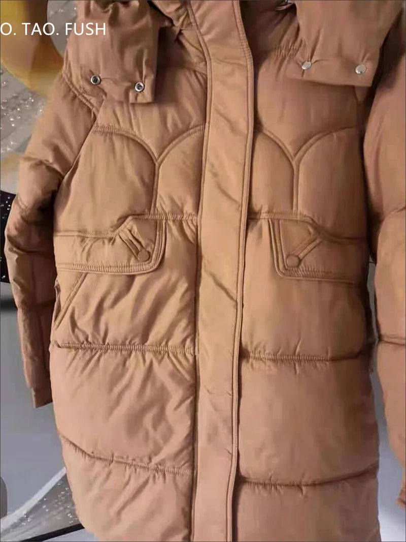 Mid-Long Down Cotton Jacket Women Korean Loose Puffer Coat 2023 New Thicken Warm Padded Parkas Hooded Manteau Femme Hiver 3XL